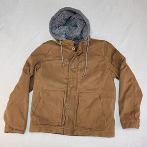 American Eagle Mens Hooded Jacket Brown Medium Resin Wax Coating Barn Type
